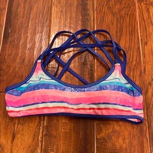 Heat Swimwear Inc. Sports Bra/Bikini Top with Crisscross Strappy Back. Size M.